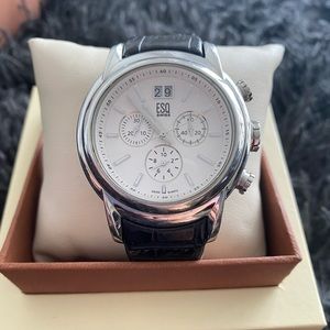 Swiss Chronograph Black Croc Embossed